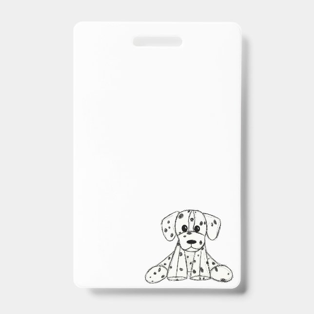 Dalmatian stuffed dog drawing outline simple black badge (Front)
