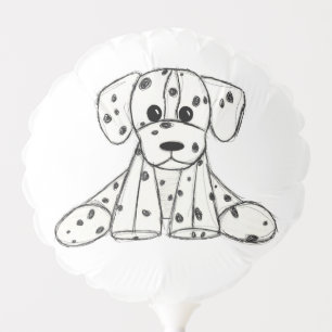 Dalmatian stuffed dog drawing outline simple black balloon