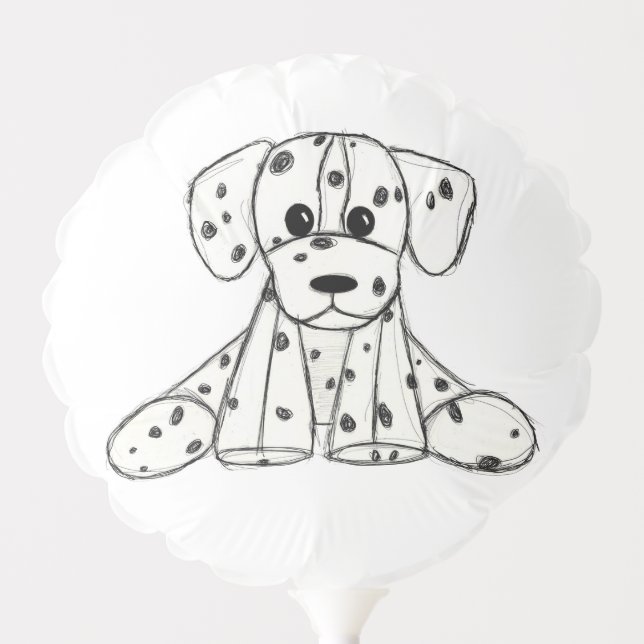 Dalmatian stuffed dog drawing outline simple black balloon (Front)
