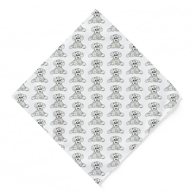 Dalmatian stuffed dog drawing outline simple black bandana (Front)
