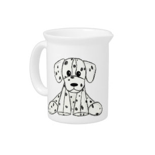 Dalmatian stuffed dog drawing outline simple black beverage pitcher