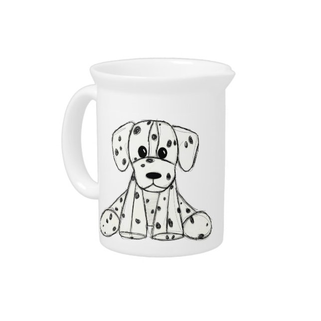 Dalmatian stuffed dog drawing outline simple black beverage pitcher (Left)