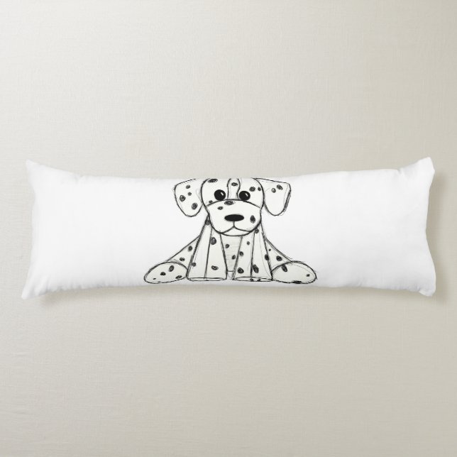 Dalmatian stuffed dog drawing outline simple black body pillow (Front)