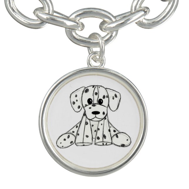 Dalmatian stuffed dog drawing outline simple black bracelet (Design)