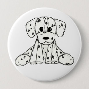 Dalmatian stuffed dog drawing outline simple black button