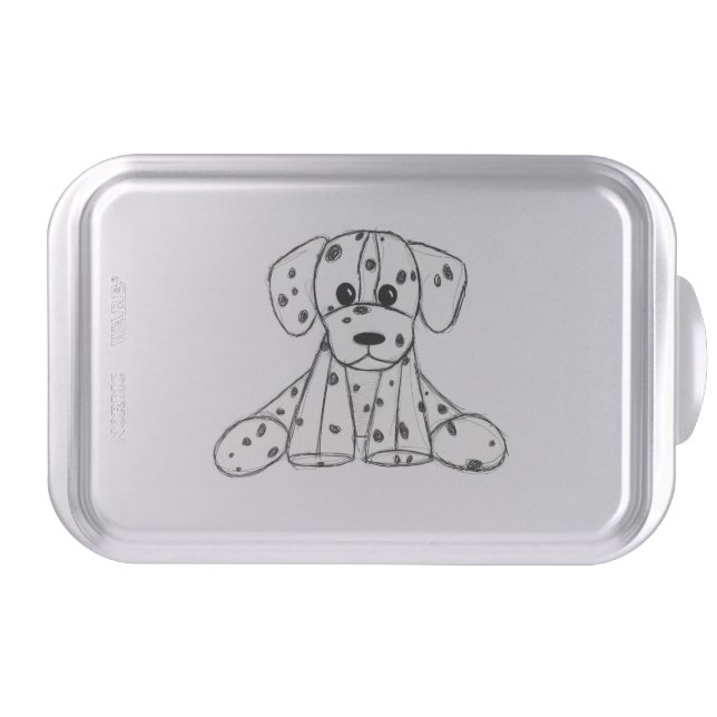 Dalmatian stuffed dog drawing outline simple black cake pan (Front)