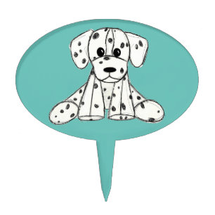 Dalmatian stuffed dog drawing outline simple black cake topper