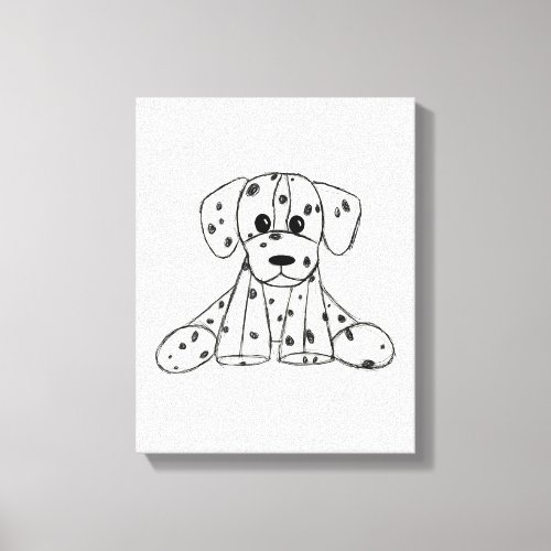 Dalmatian stuffed dog drawing outline simple black canvas print
