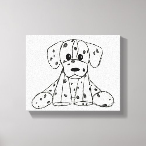 Dalmatian stuffed dog drawing outline simple black canvas print