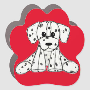 Dalmatian stuffed dog drawing outline simple black car magnet