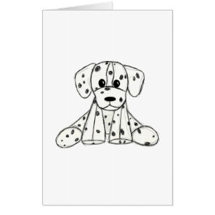 Dalmatian stuffed dog drawing outline simple black card