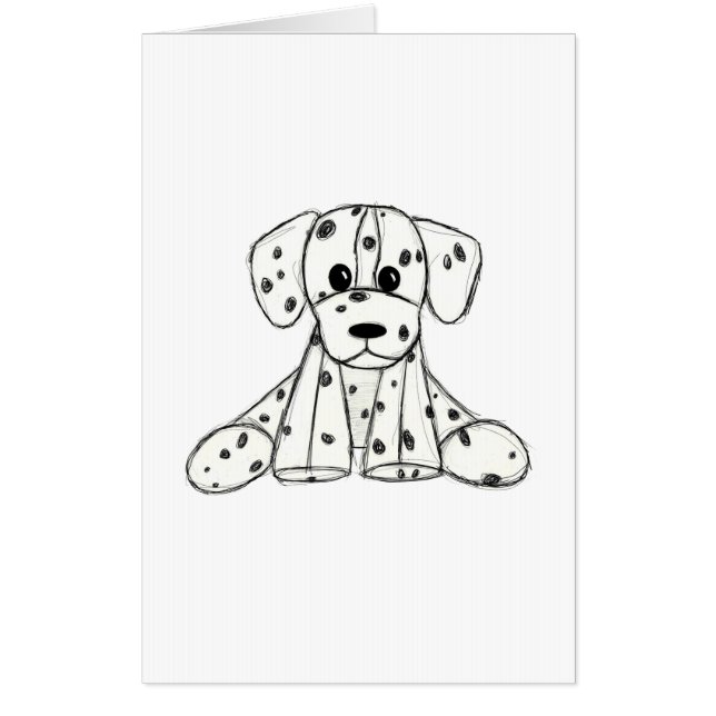 Dalmatian stuffed dog drawing outline simple black card (Front)