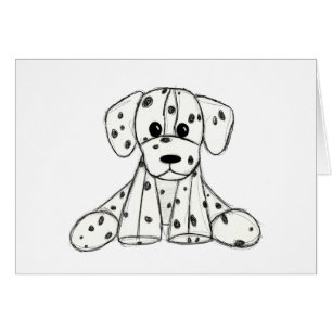 Dalmatian stuffed dog drawing outline simple black cards