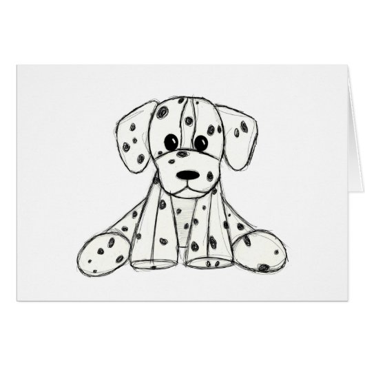 Dalmatian stuffed dog drawing outline simple black cards (Front Horizontal)