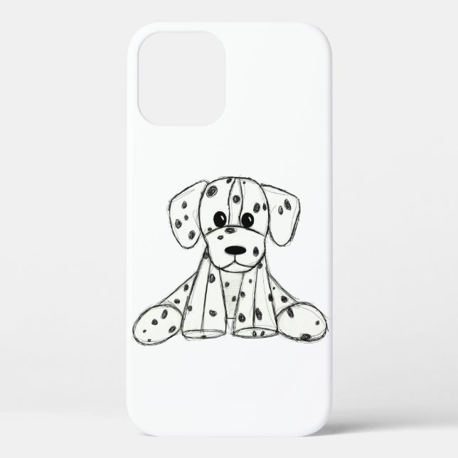 Dalmatian stuffed dog drawing outline simple black Case-Mate iPhone case (Back)
