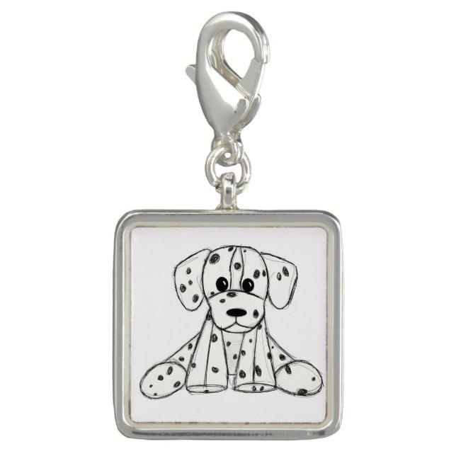 Dalmatian stuffed dog drawing outline simple black charm (Front)