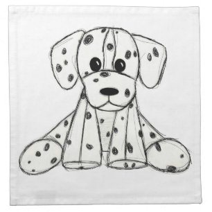 Dalmatian stuffed dog drawing outline simple black cloth napkin