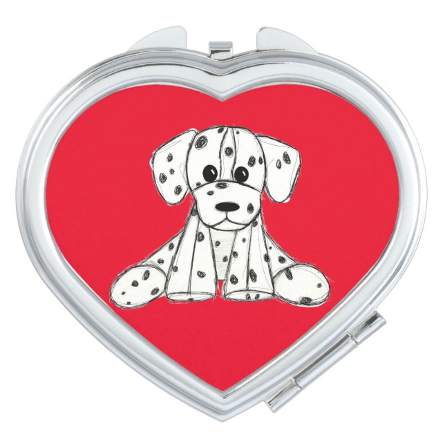 Dalmatian stuffed dog drawing outline simple black compact mirror (Front)