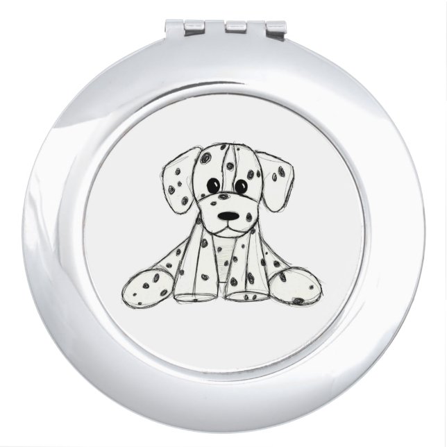 Dalmatian stuffed dog drawing outline simple black compact mirror (Front)
