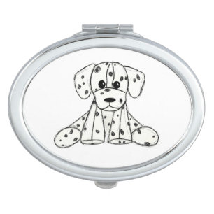 Dalmatian stuffed dog drawing outline simple black compact mirror