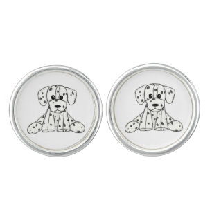 Dalmatian stuffed dog drawing outline simple black cufflinks
