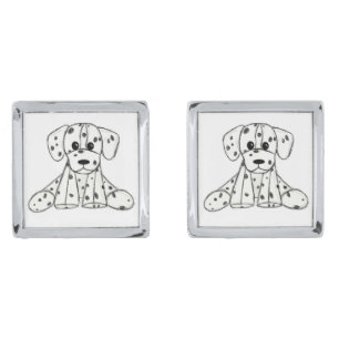 Dalmatian stuffed dog drawing outline simple black cufflinks