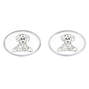 Dalmatian stuffed dog drawing outline simple black cufflinks