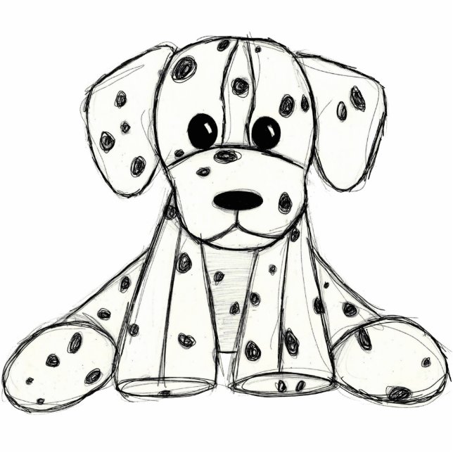 Dalmatian stuffed dog drawing outline simple black cutout (Front)