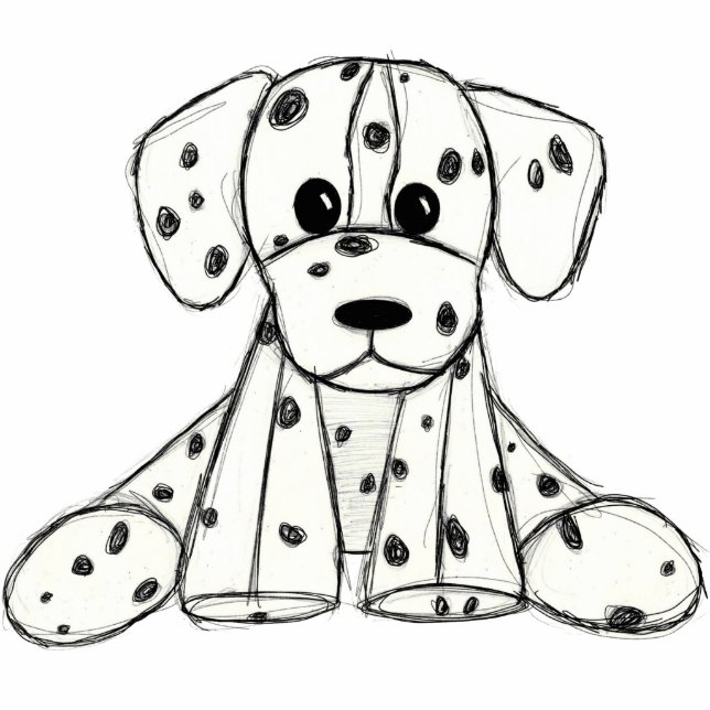 Dalmatian stuffed dog drawing outline simple black cutout (Front)