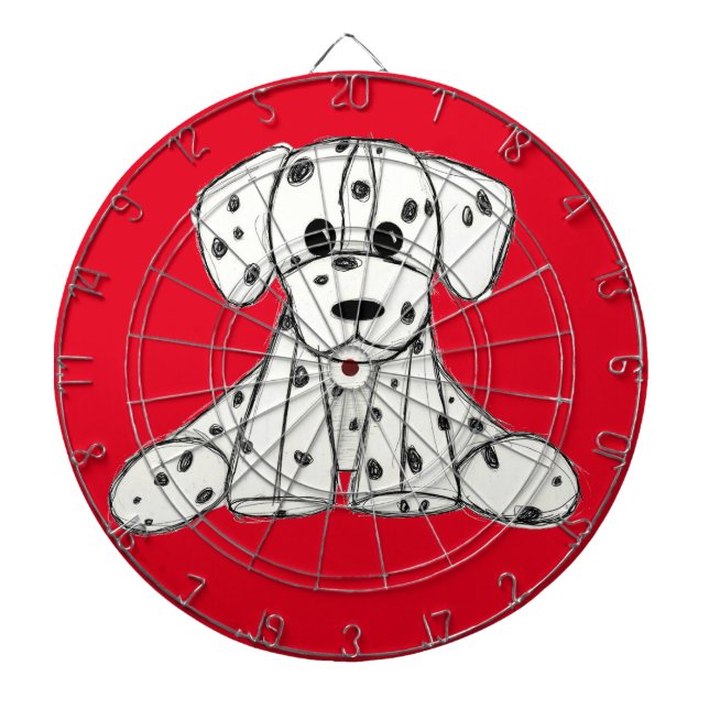 Dalmatian stuffed dog drawing outline simple black dart board (Front)