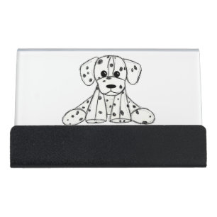 Dalmatian stuffed dog drawing outline simple black desk business card holder