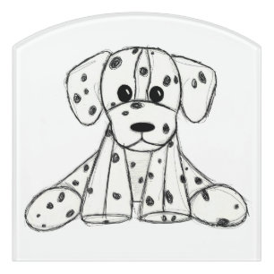 Dalmatian stuffed dog drawing outline simple black door sign