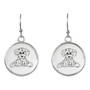 Dalmatian stuffed dog drawing outline simple black earrings