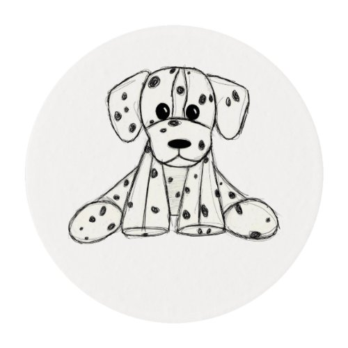 Dalmatian stuffed dog drawing outline simple black edible frosting rounds