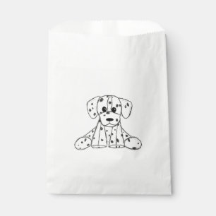 Dalmatian stuffed dog drawing outline simple black favor bag