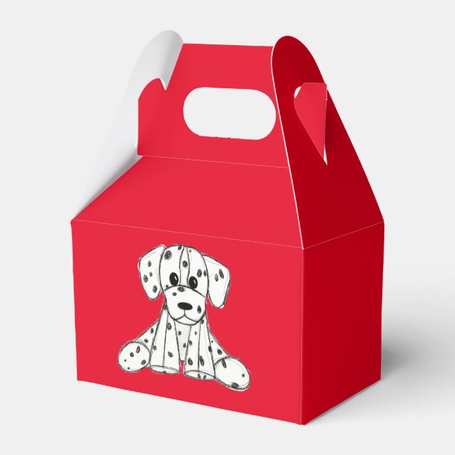 Dalmatian stuffed dog drawing outline simple black favor boxes (Front Side)