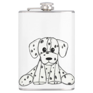 Dalmatian stuffed dog drawing outline simple black flask