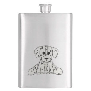 Dalmatian stuffed dog drawing outline simple black flask
