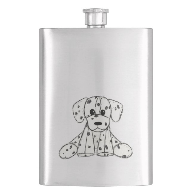 Dalmatian stuffed dog drawing outline simple black flask (Front)