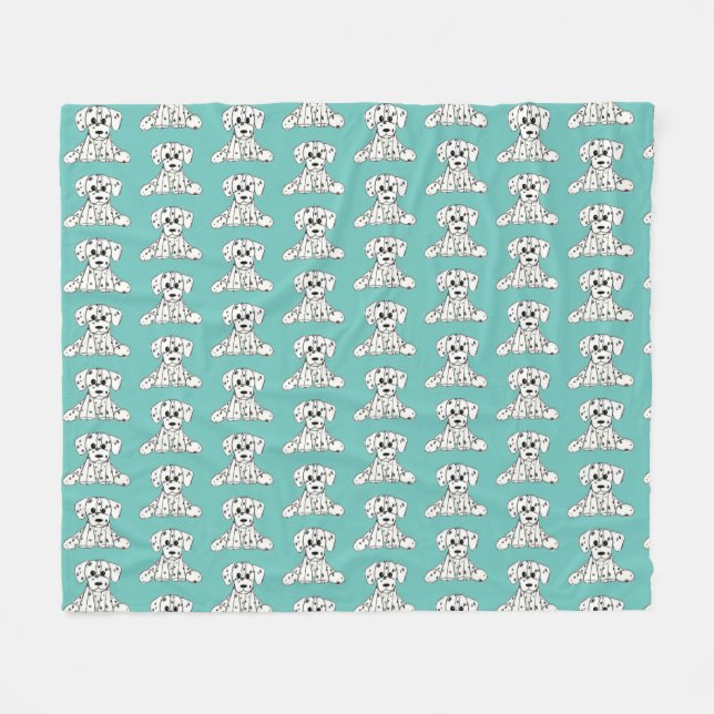 Dalmatian stuffed dog drawing outline simple black fleece blanket (Front (Horizontal))