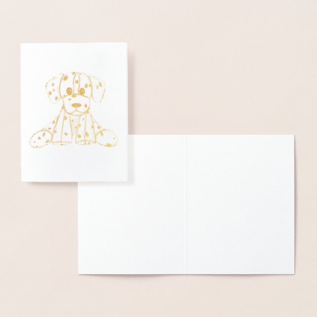 Dalmatian stuffed dog drawing outline simple black foil card (Display)