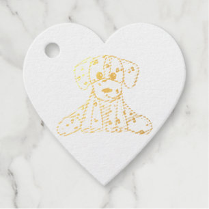 Dalmatian stuffed dog drawing outline simple black foil favor tags