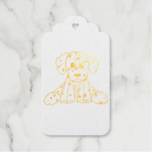 Dalmatian stuffed dog drawing outline simple black foil gift tags