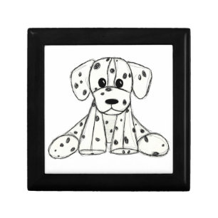 Dalmatian stuffed dog drawing outline simple black gift box