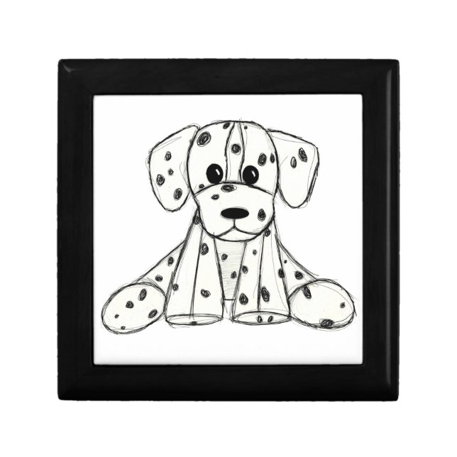 Dalmatian stuffed dog drawing outline simple black gift box (Front)