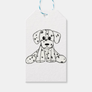Dalmatian stuffed dog drawing outline simple black gift tags
