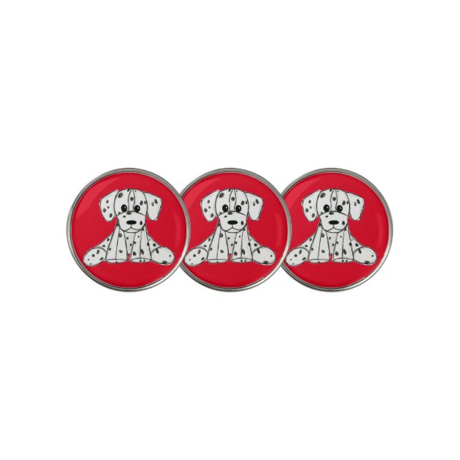Dalmatian stuffed dog drawing outline simple black golf ball marker (3 Up)