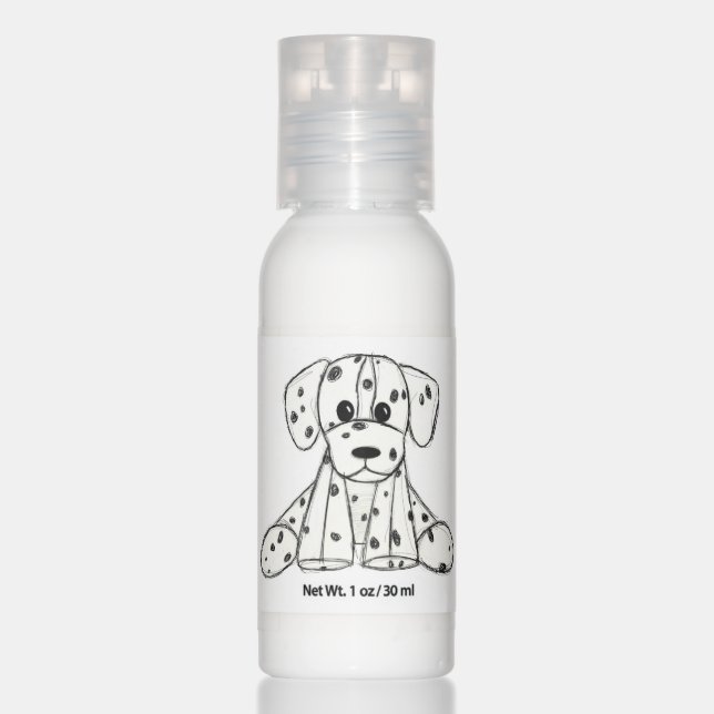 Dalmatian stuffed dog drawing outline simple black hand lotion (Front)