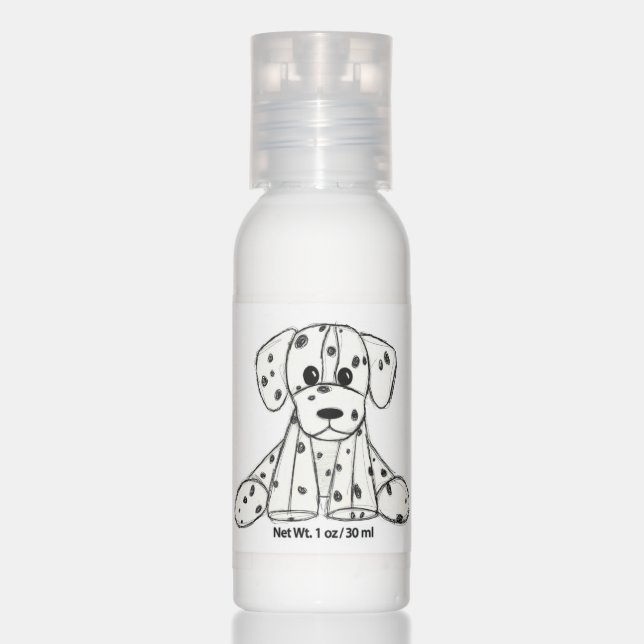 Dalmatian stuffed dog drawing outline simple black hand lotion (Front)