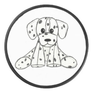 Dalmatian stuffed dog drawing outline simple black hockey puck